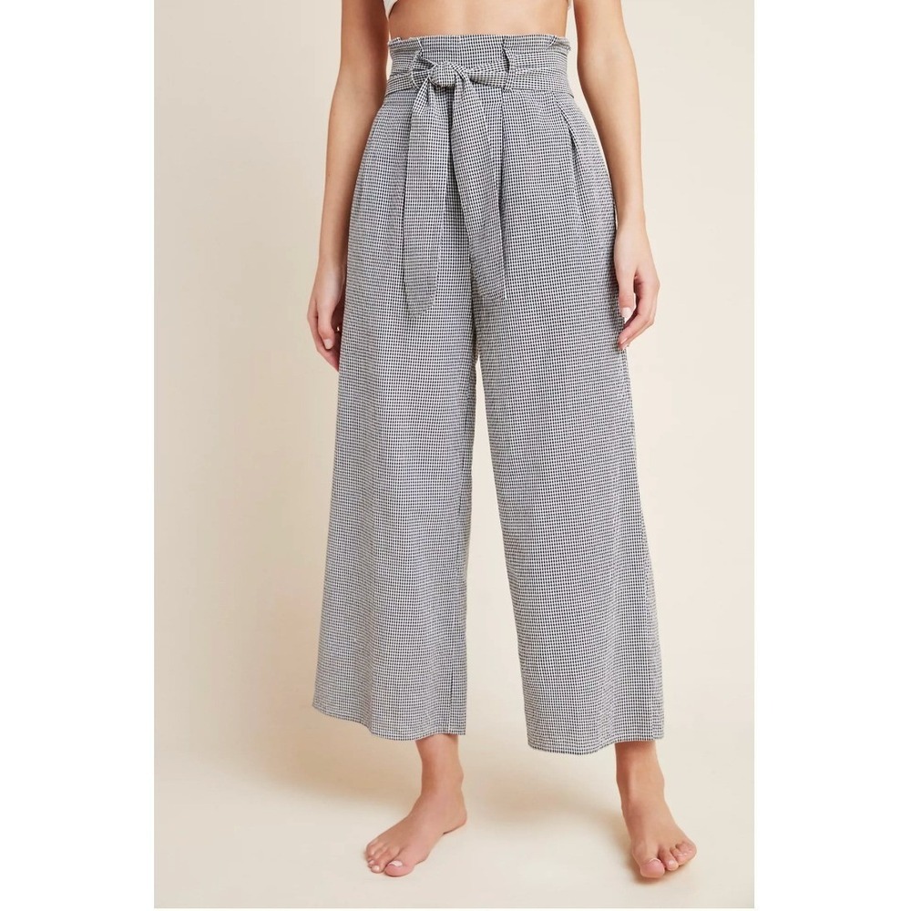 Mara Hoffman Swim Arianna Gingham Wide Leg Pants Organic Cotton Belt S